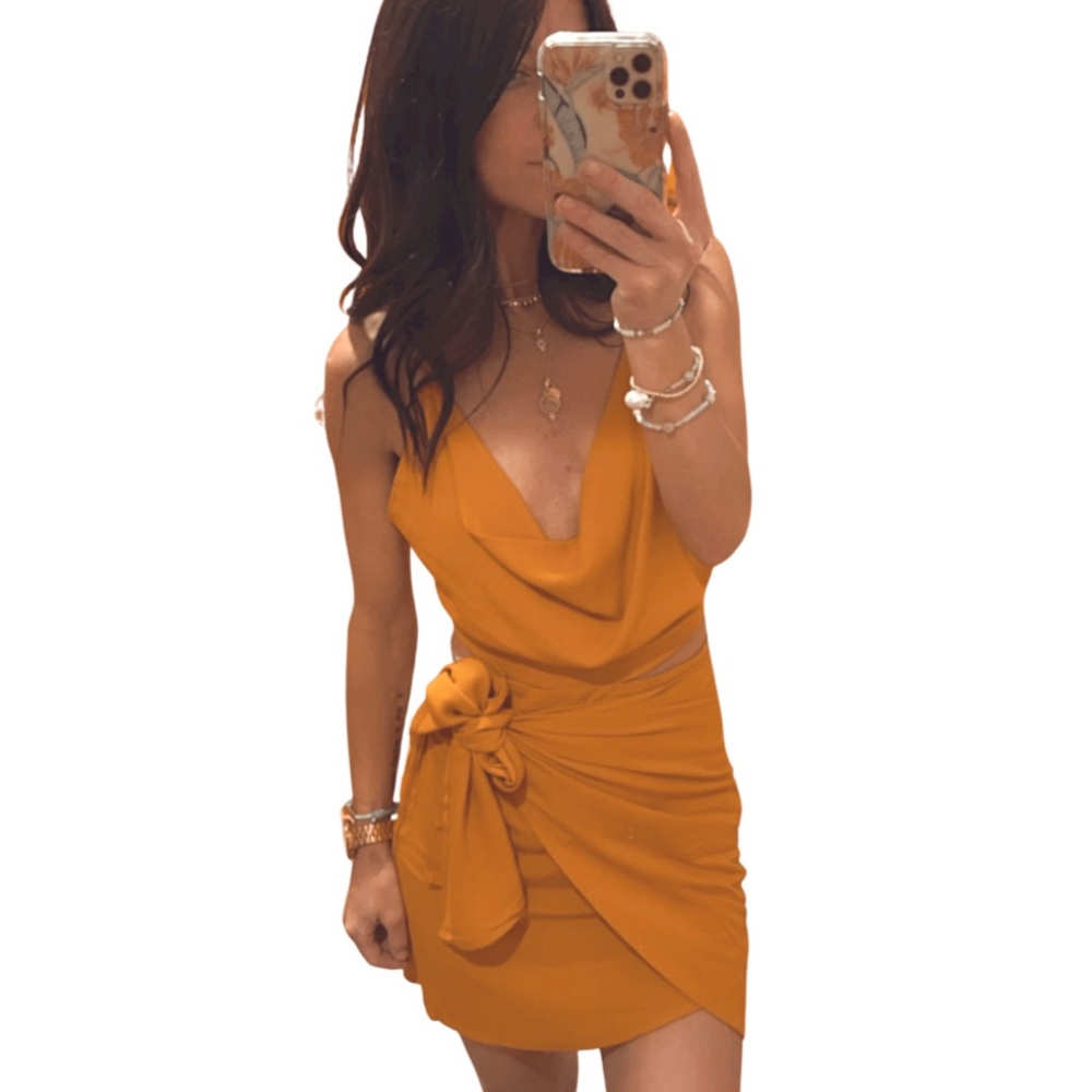 Indah crop top & wrap mini skirt set